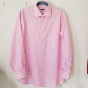 Van Heusen Flex Collar Regular Fit Button Down Pink Checked Dress Shirt